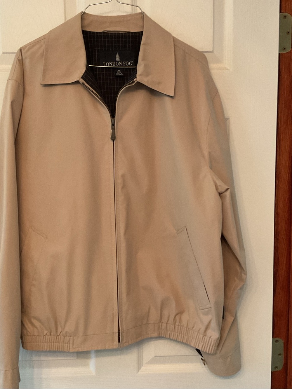 London Fog Men's Light Beige Zip-Front Shirt Jacket